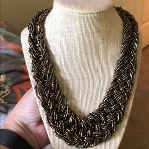 Brown Beaded Braid Necklace